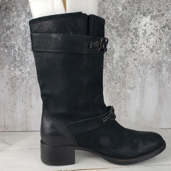 463gap Vera Wang Lavender label Cameron black burnished leather boots 11 - Picture 2 of 12